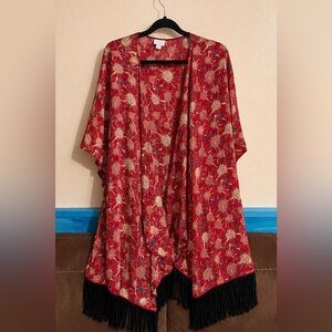 NWT LuLaRoe Monroe Floral Fringe Kimono Size Large